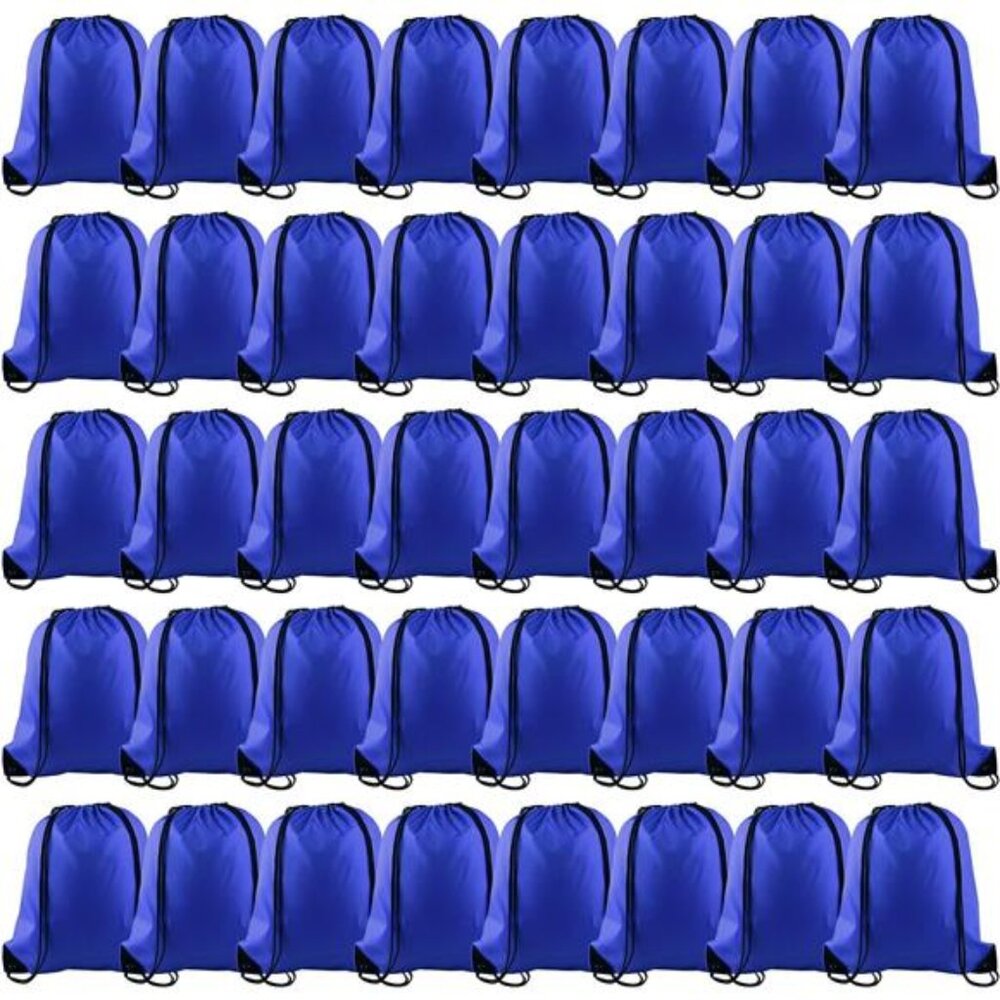 40Pcs Blue Drawstring Backpack Bags Sack Drawstring Bags Bulk String Backpack